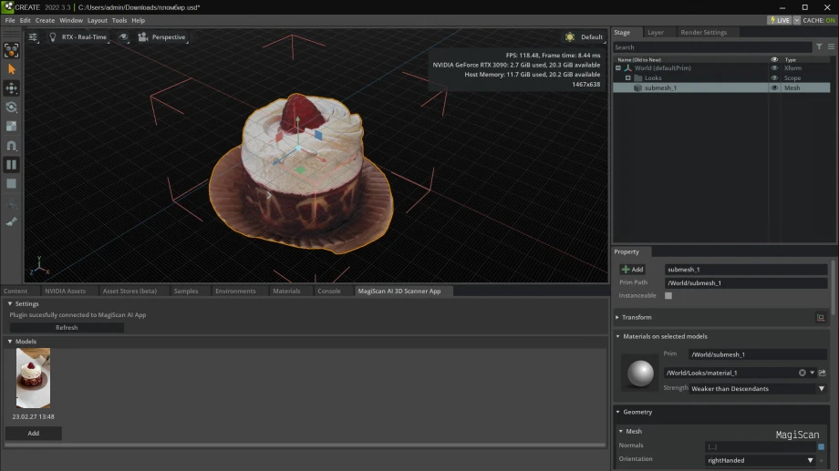 Model imported into Omniverse