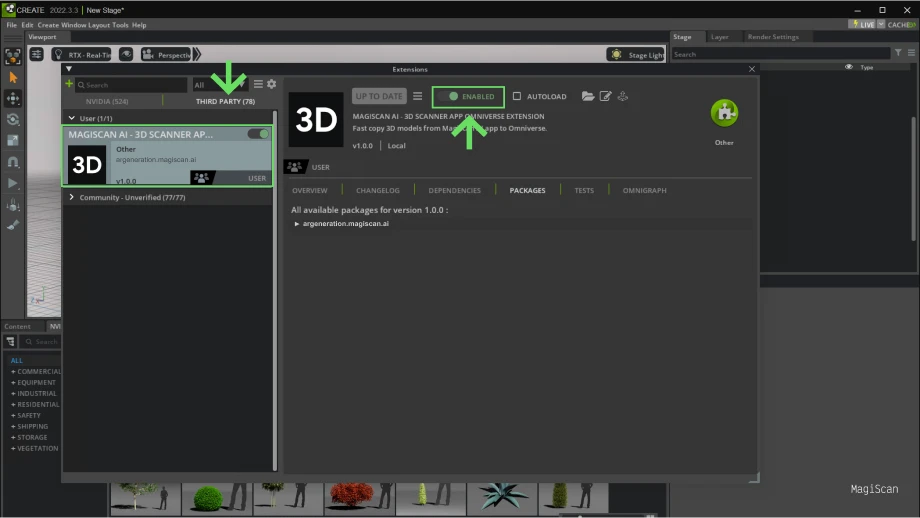 Find and enable the MagiScan AI extension